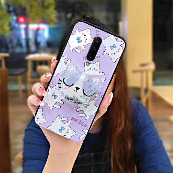 LYM-Phone Case For OnePlus 7 Pro/1+7 Pro, Rotatable stand Kickstand Dirt-resistant Cartoon Quicksand Durable Waterproof Cute Skin feel silicone Fashion Design TPU Anti-knock Soft Case