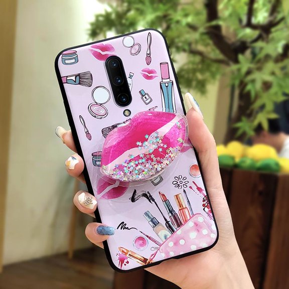 LYM-Phone Case For OnePlus 7 Pro/1+7 Pro, Skin feel silicone cute Simplicity Back Cover Phone Lens Protection Fashion Design Glitter Soft Case Kickstand Rotatable stand Dirt-resistant