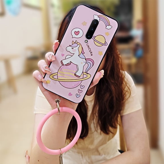 LYM-Phone Case For OnePlus 7 Pro/1+7 Pro, Soft Case Youth Creative Anti-knock Cartoon Funny Protective Ring heat dissipation Back Cover Waterproof Solid Color Personality Bracelet Cute