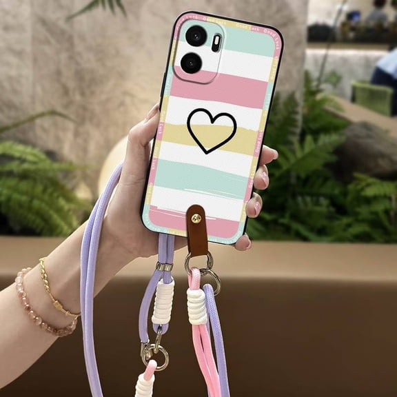 LYM-Phone Case For OnePlus Ace6 Ultra/1+Ace6Ultra, Silicone Back Cover Cartoon Durable Waterproof Necklace Graffiti Lanyard TPU Anti-knock Full wrap Fashion Design protective Soft case