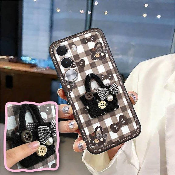 LYM-Phone Case For Realme C100i 4G/C100X 4G, Cloth Patch Durable Cute Anti-dust Embroidery TPU Fashion Design Protective Shockproof Soft case Plush Full wrap Silicone Anti-knock Cartoon