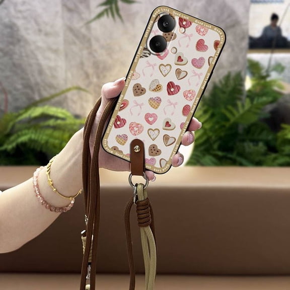 LYM-Phone Case For Redmi Turbo5 Max/Xiaomi Poco X8Pro Max, Waterproof Cartoon Anti-dust Full wrap TPU Cute Fashion Design Durable Silicone protective Lanyard Back Cover Diagonal Necklace
