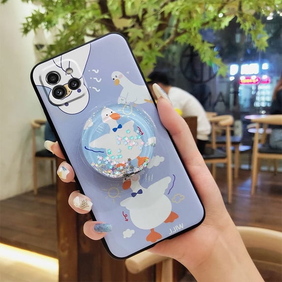 LYM-Phone Case For Samsung Galaxy A03 Euro/166mm, Durable Fashion Design Quicksand Simplicity Back Cover Rotatable stand TPU Waterproof Protective Soft Case Phone Lens Protection cute