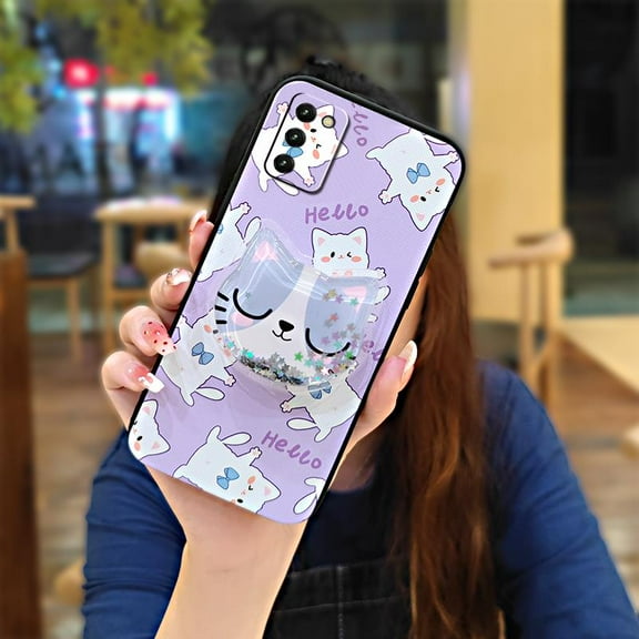 LYM-Phone Case For Samsung Galaxy A03S Asian Version/SM-A037F, Simplicity Anti-knock Rotatable stand Dirt-resistant Quicksand Fashion Design Glitter Durable protective Skin feel silicone