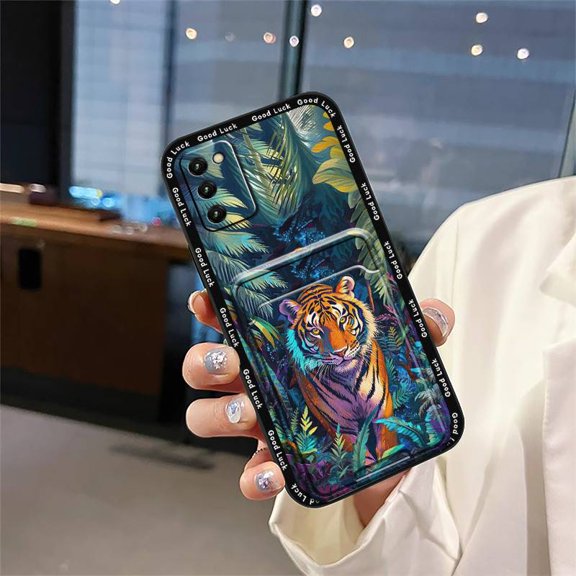 LYM-Phone Case For Samsung Galaxy A03S Asian Version/SM-A037F, Soft case Card bag Card slot Cute Durable Anti-knock Graffiti Shockproof Cover Back Cover Fashion Design TPU Silicone