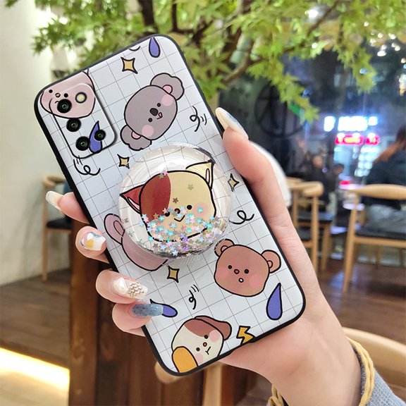 LYM-Phone Case For Samsung Galaxy A03S/SM-A037G, Fashion Design cute Rotatable stand Anti-knock Quicksand Durable Protective Phone Lens Protection Glitter Cartoon Simplicity TPU