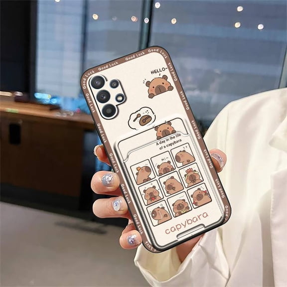 LYM-Phone Case For Samsung Galaxy A32 5G/Jump/SM-A326B/M32 5G India, Card slot Card bag Full wrap Anti-knock Cute Back Cover Cartoon Dirt-resistant Graffiti Fashion Design Soft case TPU