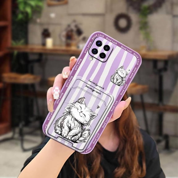 LYM-Phone Case For Samsung Galaxy A42 5G/SM-A462B/M42 5G, Card sleeve Skin feel silicone Anti-dust Graffiti Shockproof Cartoon Dirt-resistant Phone lens protection Simplicity Card slot