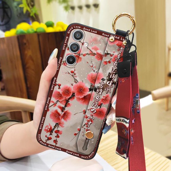 LYM-Phone Case For Samsung Galaxy A54 5G/SM-A546V/U/B, Kickstand Phone Holder Ring Back Cover Fashion Anti-knock Lanyard Protective For Mom Wrist Strap Chinese style Shockproof Wristband
