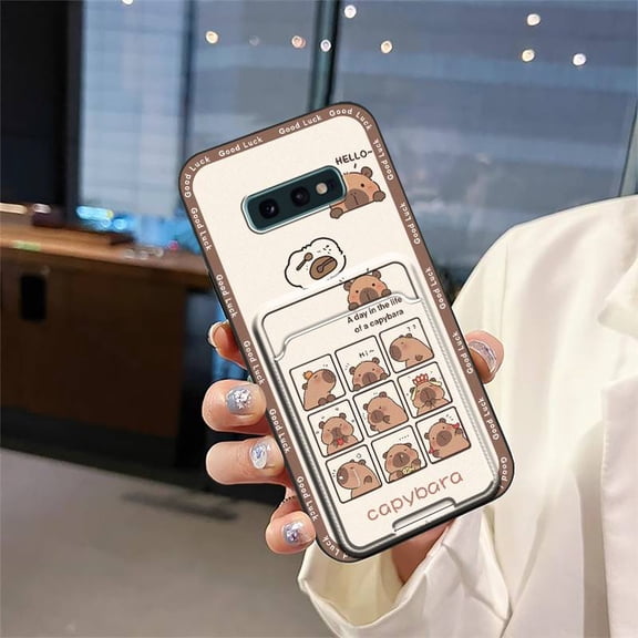 LYM-Phone Case For Samsung Galaxy S10E/SM-G970K, Card sleeve Card slot Anti-knock Cover Cute Back Cover Cartoon TPU Anti-dust Graffiti Soft case protective Durable Full wrap Card bag