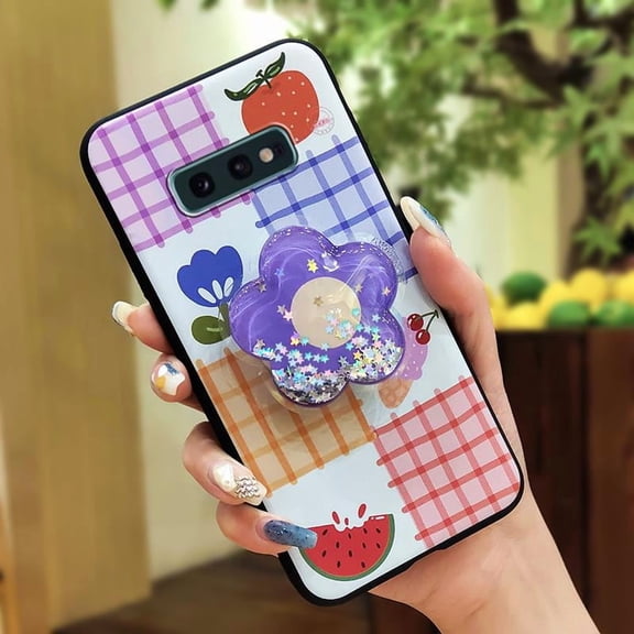 LYM-Phone Case For Samsung Galaxy S10E/SM-G970K, Simplicity TPU Durable Soft Case cute quicksand Back Cover Kickstand Cartoon Rotatable stand protective Skin feel silicone Dirt-resistant