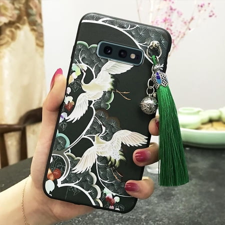 LYM-Phone Case For Samsung Galaxy S10E/SM-G970K, TPU Shockproof Protective Dirt-resistant Chinese Style Durable Waterproof Silicone Soft case Tassel Back Cover Bell Anti-dust Anti-knock
