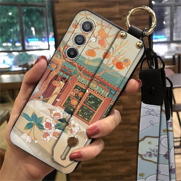 LYM-Phone Case For Samsung Galaxy S25, Durable Dirt-resistant Lanyard Wrist Strap Protective Kickstand Wristband Phone Holder Anti-knock Shockproof Chinese&nbsp;style Ring Fashion Design