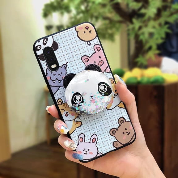 LYM-Phone Case For Samsung Galaxy Xcover Pro, cute Fashion Design Rotatable stand Anti-knock Skin feel silicone Cartoon Phone Lens Protection Quicksand Glitter protective Soft Case TPU