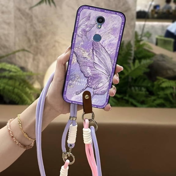 LYM-Phone Case For Sharp Rouvo V, Cute Necklace Durable Shockproof Silicone Waterproof Full wrap Back Cover protective Anti-knock Graffiti Diagonal Lanyard Anti-dust Crossbody Cartoon