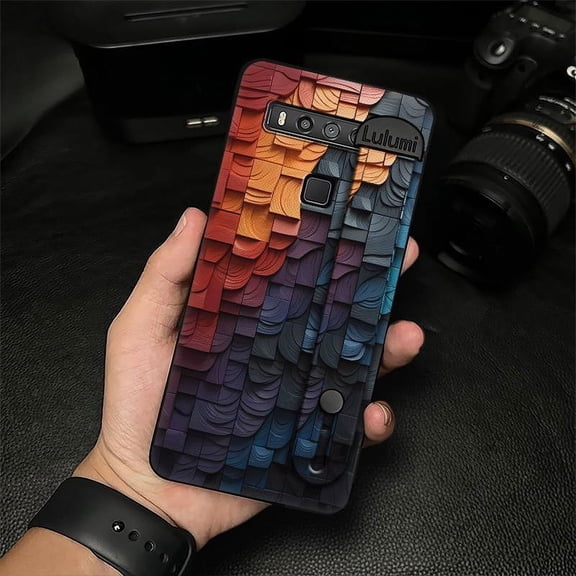 LYM-Phone Case For TCL 10 5G UW, Commerce Durable Geometry Dirt-resistant Wrist Strap Protective Soft case Nature Silicone Masculine Waterproof Shockproof Back Cover Phone Holder Simple