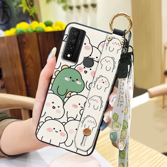 LYM-Phone Case For TCL 20 XE, Dirt-resistant Back Cover Protective Wristband Fashion Design Anti-knock Durable Cute Shockproof Soft case Cartoon Waterproof Silicone Kickstand Anti-dust