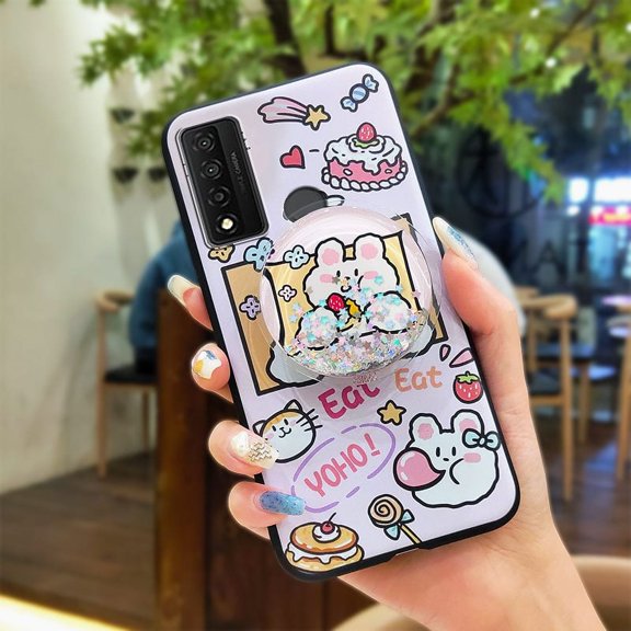 LYM-Phone Case For TCL 20 XE, Quicksand Kickstand Waterproof Rotatable stand cute Protective Glitter Anti-knock TPU Phone Lens Protection Fashion Design Dirt-resistant Simplicity Cartoon