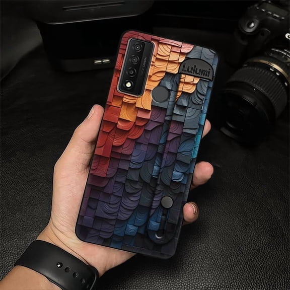 LYM-Phone Case For TCL 20 XE, Shockproof Personality Simple Geometry Dirt-resistant Soft case Kickstand Anti-knock Masculine Plain color Fashion Design Durable Wrist Strap Waterproof