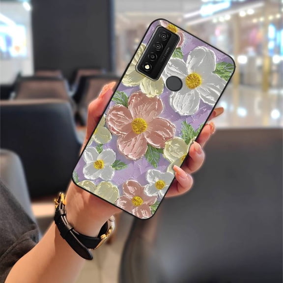 LYM-Phone Case For TCL 20 XE, Silicone Oil Painting Protective flower Soft case Back Cover Fashion Design TPU Durable Shockproof Full wrap Phone Pouch Waterproof Graffiti Dirt-resistant