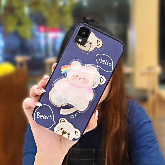 LYM-Phone Case For TCL 30Z/30LE/T602DL, Back Cover Glitter Skin feel silicone TPU Quicksand Durable Kickstand protective Phone lens protection Simplicity Waterproof Rotatable stand Cute