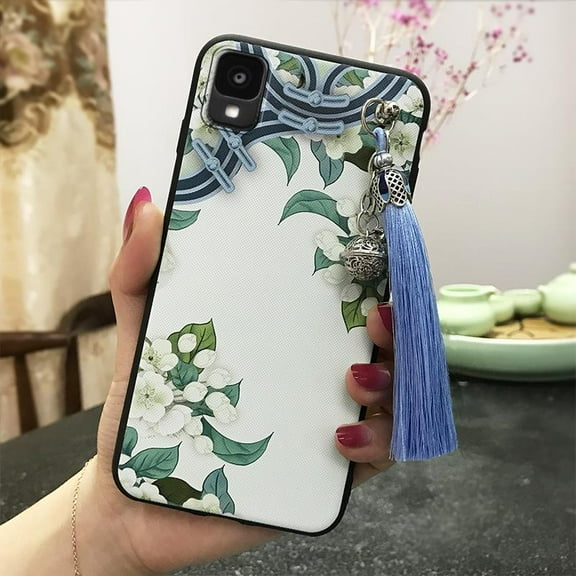 LYM-Phone Case For TCL 30Z/30LE/T602DL, Durable Protective Dirt-resistant Anti-dust Waterproof Chinese Style Shockproof Anti-knock Tassel Back Cover Bell Silicone TPU Soft case