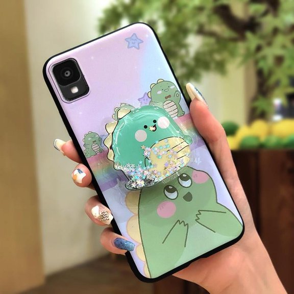 LYM-Phone Case For TCL 30Z/30LE/T602DL, Simplicity Glitter cute Back Cover Anti-knock Fashion Design Kickstand TPU Dirt-resistant Quicksand Rotatable stand Durable Waterproof Cartoon