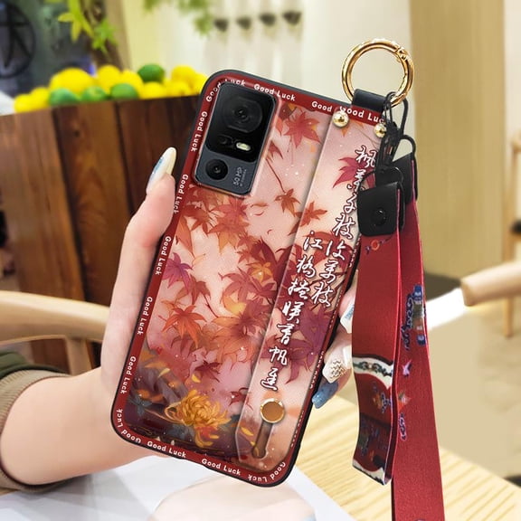 LYM-Phone Case For TCL 40XL/40T/T608D/Lively Jitterbug Smart4, Fashion Soft case Wristband Ring Anti-knock Wrist Strap Waterproof For Mom Silicone Durable Elderly lady Lanyard Protective