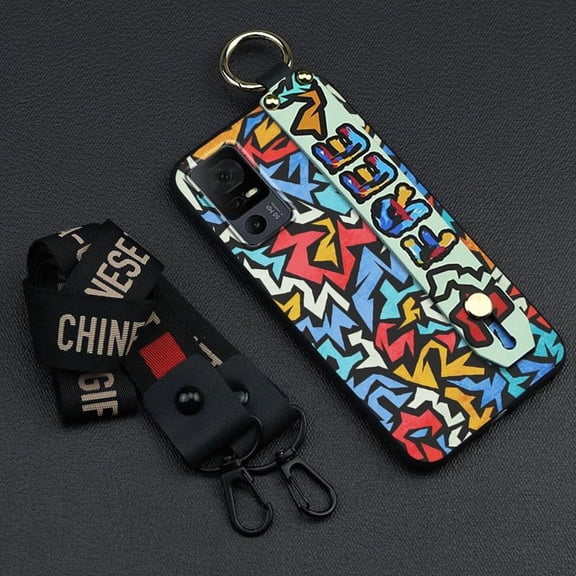 LYM-Phone Case For TCL 40XL/40T/T608D/Lively Jitterbug Smart4, Ring Durable Graffiti Wristband Waterproof Back Cover Shockproof Silicone Personality Anti-knock Soft case Fashion Design