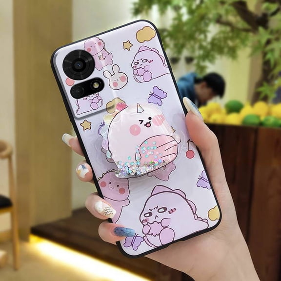 LYM-Phone Case For TCL 50LE/T510SPP, Durable Phone Lens Protection Kickstand Dirt-resistant Waterproof TPU Anti-knock protective Soft Case Cartoon Back Cover Rotatable stand Glitter cute