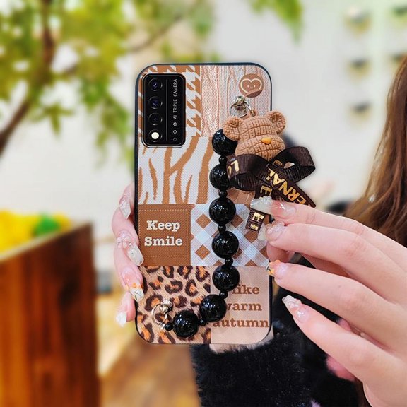 LYM-Phone Case For TCL T-Mobile Revvl V+ 5G/Revvl V Plus 5G, cute Simplicity protective case Skin-friendly feel Waterproof soft case Bear bracelet Cartoon silicone Dirt-resistant