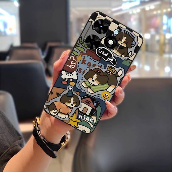 LYM-Phone Case For Tecno Spark Go 2024/Spark20C/BG6/POP8, Back Cover Soft case Cartoon Phone Pouch Fashion Design Protective TPU Durable Silicone Graffiti Dirt-resistant Shockproof Cute