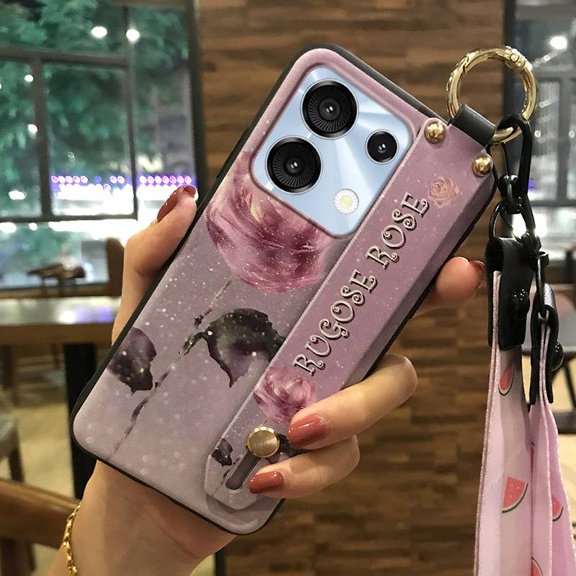 LYM-Phone Case For UMIDIGI G9 5G/G9C/G9T/G9A/Note90/90C/90A, Ring Waterproof Soft case Protective Anti-knock Lanyard Anti-dust Kickstand Wrist Strap Flower Wristband Shockproof Silicone