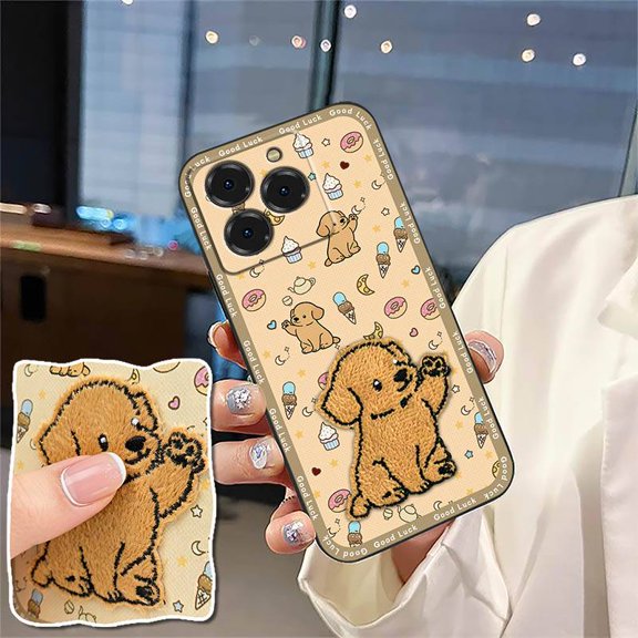 LYM-Phone Case For Ulefone Note20 Pro/Meizu Note21, Embroidery Anti-knock TPU Silicone Fashion Design Cloth Patch Waterproof Durable Back Cover Cute Soft case Anti-dust Shockproof 3D