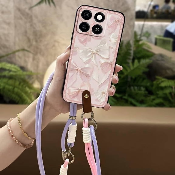 LYM-Phone Case For ZTE Blade A35/A55, Back Cover Shockproof Cute protective Soft case Waterproof Silicone Anti-dust Durable TPU Lanyard Diagonal Cartoon Necklace Anti-knock Full wrap