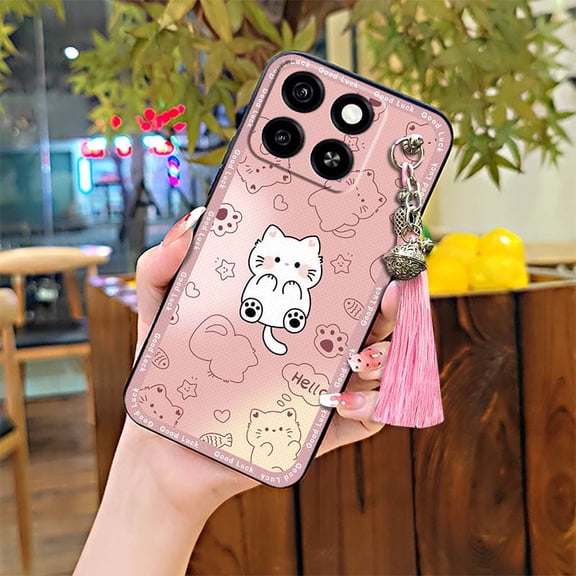 LYM-Phone Case For ZTE Blade A35/A55, Graffiti Shockproof Waterproof Durable Fashion Design Soft case TPU Dirt-resistant Phone Pouch Silicone Protective Bell Anti-dust Full wrap Tassel