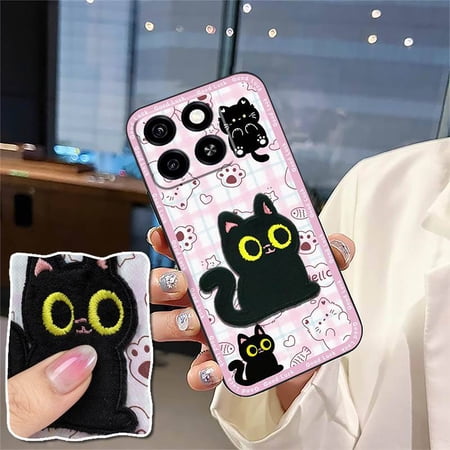 LYM-Phone Case For ZTE Blade A35/A55, Shockproof TPU Full wrap Anti-dust Cloth Patch Waterproof Cute Dirt-resistant Protective Embroidery Plush Back Cover Silicone Anti-knock 3D Durable