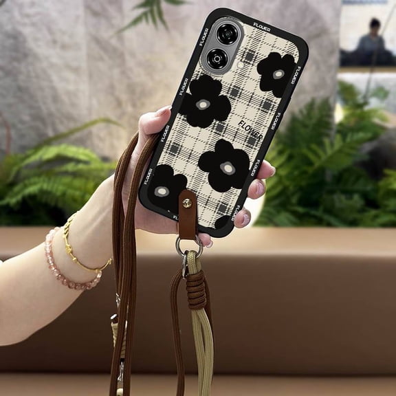 LYM-Phone Case For ZTE Blade A36E, Necklace Diagonal Soft case Dirt-resistant Fashion Design Shockproof Graffiti Silicone Full wrap Anti-dust Back Cover protective TPU Cartoon Waterproof