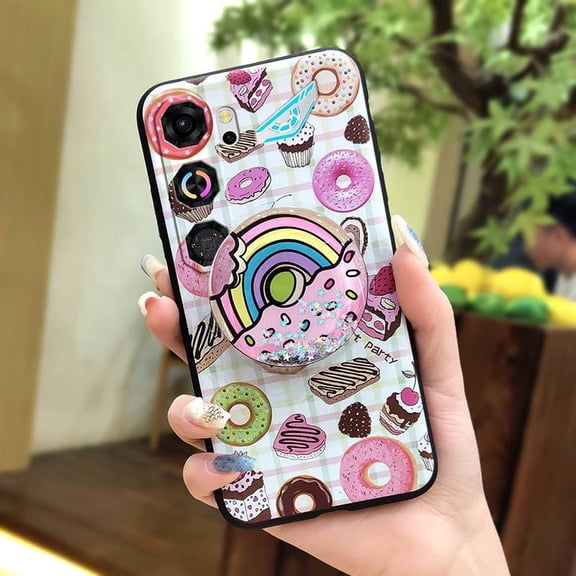 LYM-Phone Case For ZTE Nubia Neo5 GT, Glitter cute Phone Lens Protection Back Cover Cartoon Fashion Design Quicksand Rotatable stand Waterproof Anti-knock Soft Case protective Durable