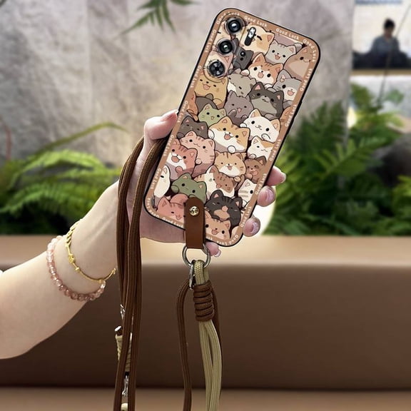 LYM-Phone Case For ZTE Nubia Red Magic9 Pro/9Pro+/9SPro/+, Durable Back Cover protective Lanyard Shockproof Cartoon Fashion Design Soft case Diagonal Cute TPU Waterproof Necklace
