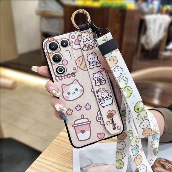 LYM-Phone Case For ZTE Nubia RedMagic11 Air, Kickstand Cute Phone Holder Lanyard Soft case Ring Waterproof Shockproof Durable Wrist Strap Back Cover Protective Cartoon Silicone Anti-dust