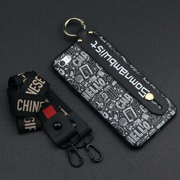 LYM-Phone Case For iphone 5/5S/SE, Phone Holder Back Cover Lanyard Soft case Waterproof Personality Durable Anti-knock Anti-dust Wristband Wrist Strap Silicone Fashion Design Ring