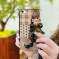thumbnail image 1 of LYM-Phone Case For iphone 5/5S/SE, Waterproof Skin-friendly feel soft case Dirt-resistant Black pearl pendant Bear bracelet cute Cartoon protective case silicone Simplicity Back Cover, 1 of 9