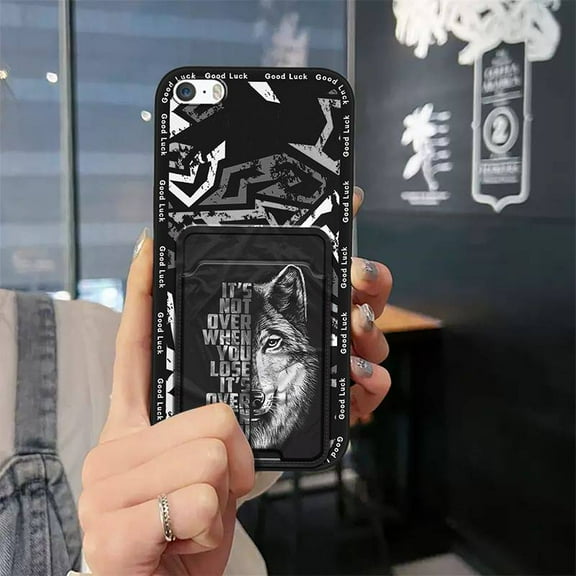 LYM-Phone Case For iphone 5/5S/SE/ip5/ip5S/ipSE, Cartoon Cute Silicone Fashion Design Card sleeve Soft case Waterproof Back Cover protective Full wrap Shockproof Graffiti Card slot TPU