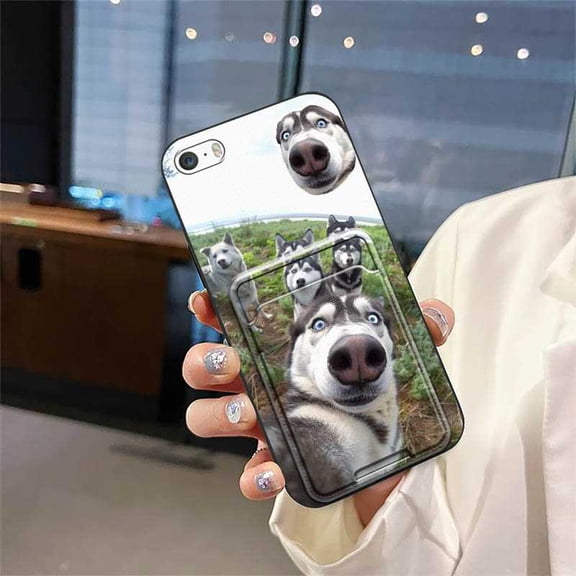 LYM-Phone Case For iphone 5/5S/SE/ip5/ip5S/ipSE, Durable Graffiti Cover Card slot Dirt-resistant Full wrap protective Soft case Fashion Design Cat Shockproof Back Cover Card sleeve Cute