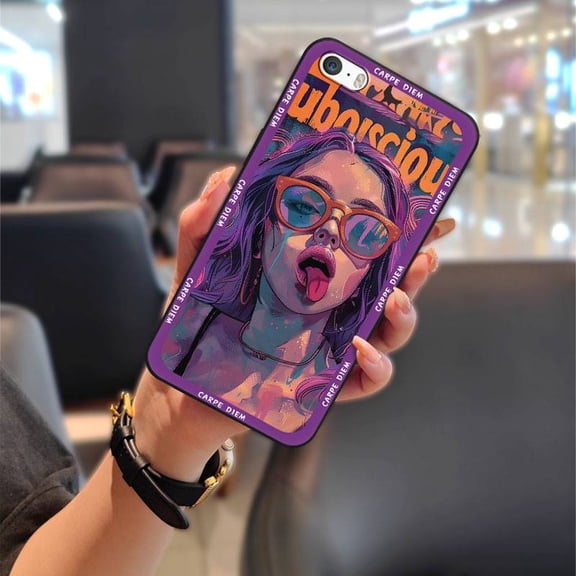 LYM-Phone Case For iphone 5/5S/SE/ip5/ip5S/ipSE, Fashion Design Waterproof Protective Full wrap Back Cover Graffiti Dirt-resistant Soft case Phone Pouch Silicone Anti-knock Durable TPU