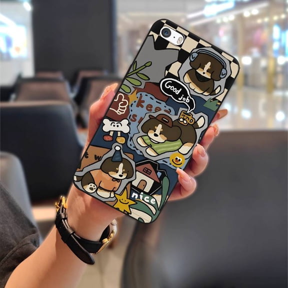 LYM-Phone Case For iphone 5/5S/SE/ip5/ip5S/ipSE, Shockproof Phone Pouch Durable Waterproof TPU Dirt-resistant Graffiti Protective Full wrap Back Cover Anti-dust Anti-knock Cute Animals