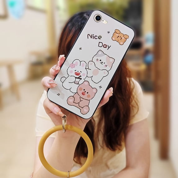 LYM-Phone Case For iphone 7/8/iphone SE 2020/SE2, Creative Ring Funny Soft Case Dirt-resistant heat dissipation Waterproof Cute Solid Color Anti-knock Youth Personality Bracelet Cartoon