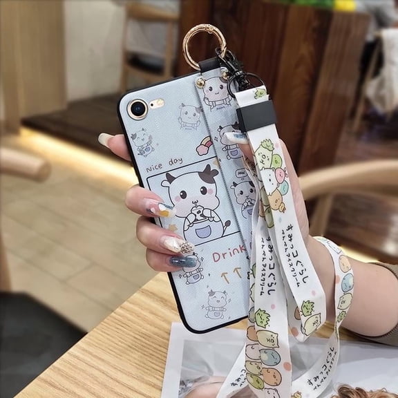 LYM-Phone Case For iphone 7/8/iphone SE 2020/SE2, Fashion Design Durable Anti-dust Dirt-resistant Kickstand Protective Waterproof Cute Wrist Strap Phone Holder Back Cover Soft case Ring