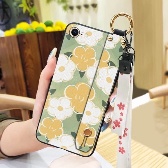 LYM-Phone Case For iphone 7/8/iphone SE 2020/SE2, Soft case Phone Holder Shockproof Lanyard Dirt-resistant Waterproof Ring Flower Fashion Design Protective Anti-knock Oil Painting